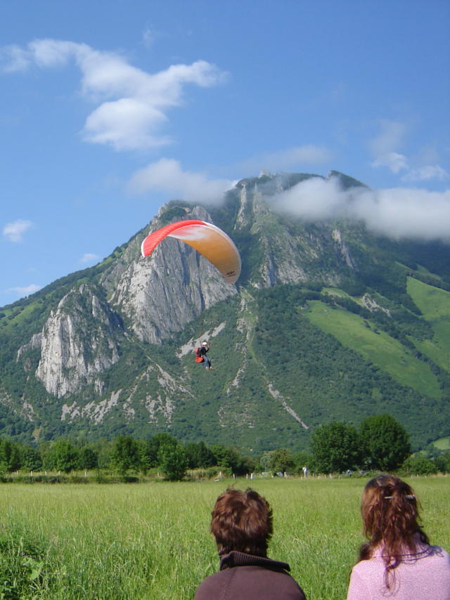 Parapente en voie d'atterrissage